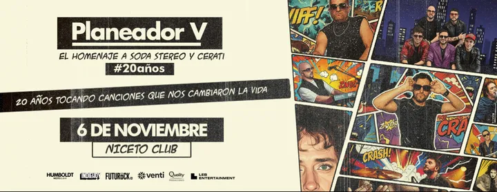 Planeador V en Niceto Club (+18 años)