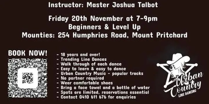 Line Dancing Workshop for 2 Hours - Friday 20th November, 2026