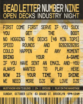 Open Decks + Industry Night - Dead Letter No.9
