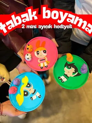 2 Adet Mini Ayıcık Figür Hediyeli Tabak Boyama Workshop