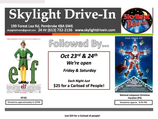 Skylight Drive-In! Elf Followed By... National Lampoons Christmas Vacation