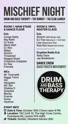 dnbtherapy Halloween x The Run Out x TAC Club Launch