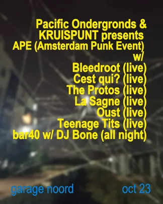 Pacific Ondergronds & KRUISPUNT presents APE (Amsterdam Punk Event)