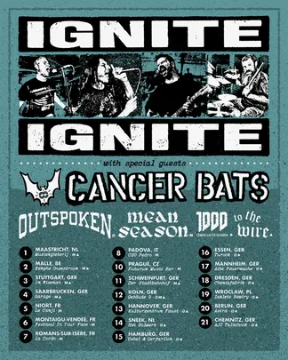 Ignite,  Cancer Bats, Outspoken, 1000 Löwen unter Feinden