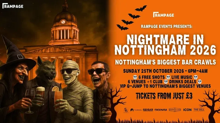 HALLOWEEN BAR CRAWL UON vs NTU - Nightmare in Nottingham | 6 FREE SHOTS | 6 BARS | 1 CLUB: THE CELL 2-4-1 DRINKS BEFORE MIDNIGHT