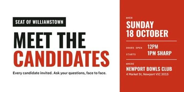 Meet the Candidates Seat of Williamstown, Victorian State Election 2026