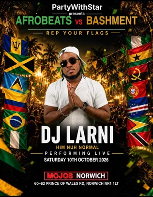 The baddest dancehall dj Larni performing live in Norwich for Afrobeats v bashment