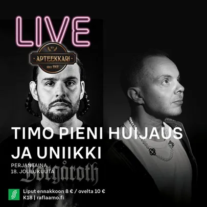 APTEEKKARI LIVE: UNIIKKI JA TIMO PIENI HUIJAUS 18.12.