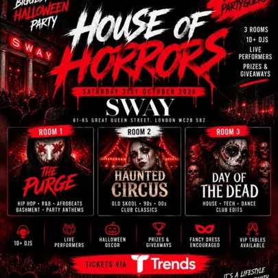 HOUSE OF HORRORS 3-Room Halloween Indoor Festival Saturday 31st October