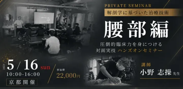 【プライベートセミナー】解剖学に基づいた治療技術・腰部編